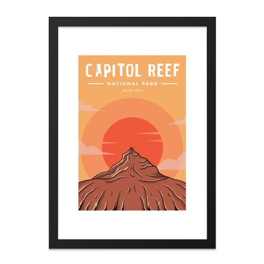 Capitol Reef National Park Wall Art, Utah Travel Poster, Mountain Sunrise Print, Vintage Style Decor, Southwest Adventure Gift Idea - Tawshia