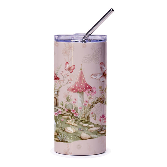 Mushroom Tumbler, Fairycore Tumbler, Cottagecore Tumbler, Butterfly Tumbler, Whimsical Design Tumbler - Tawshia