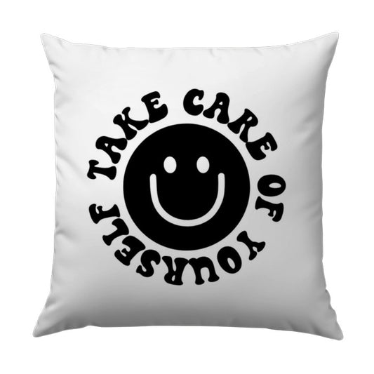 Take Care of Yourself Pillow, Smiley Face, Motivation, Self Care Decor, Positive Vibes Gift, Inspirational Pillow - Tawshia