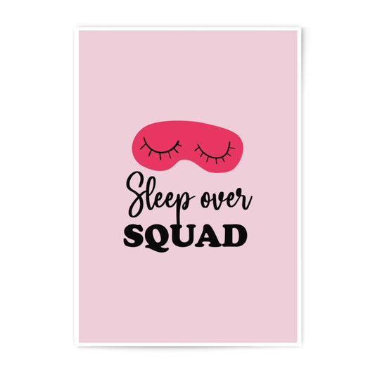 Sleepover Squad Print, Pink Photographic Prints, Cute Wall Decor, Fun Girls Room Art, Sleep Mask Photo Prints, Bedroom Decor - Tawshia