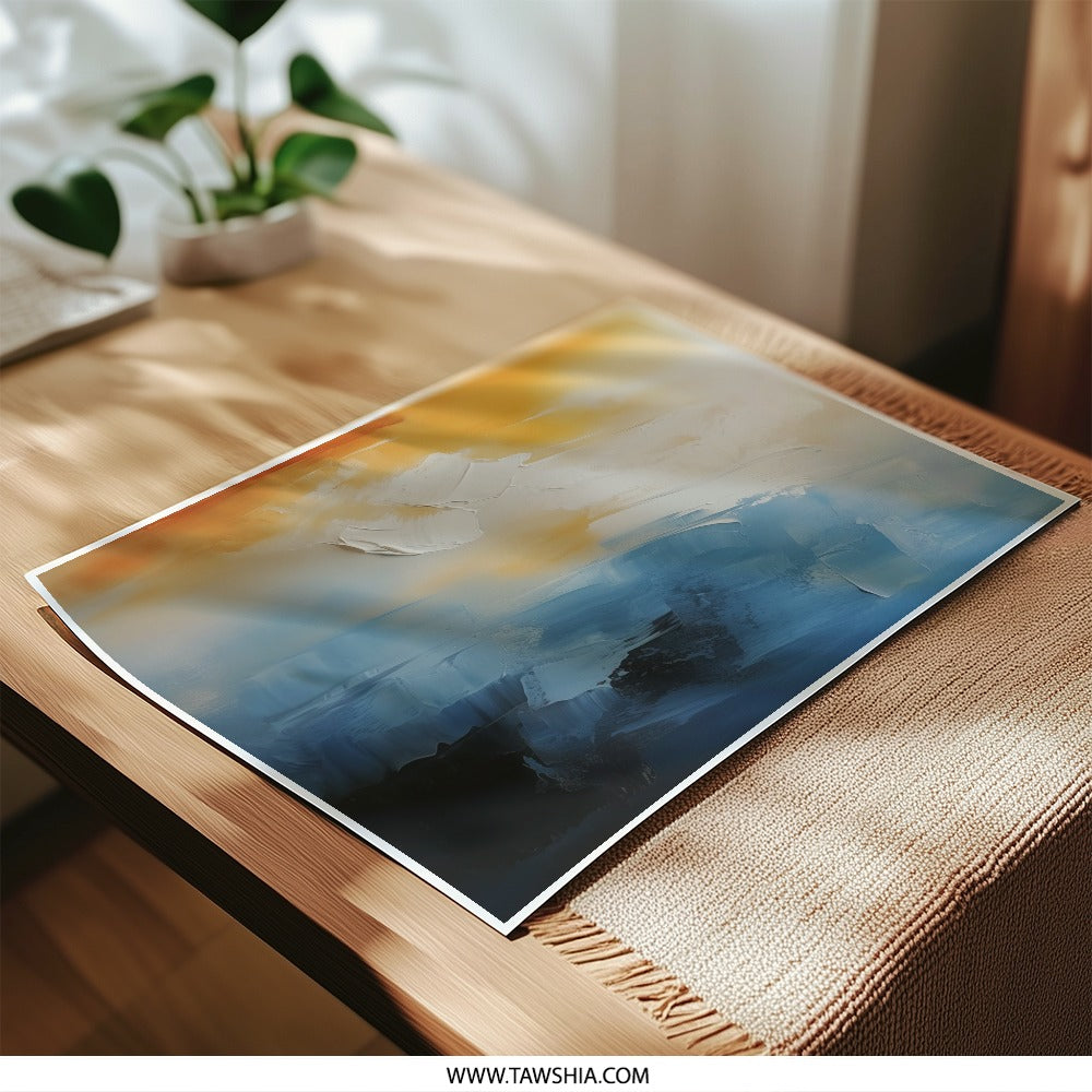 Abstract Painting Photographic Print, Modern Art Wall Decor, Blue Orange Artwork, Home Decor Print, Contemporary Art Print - Tawshia