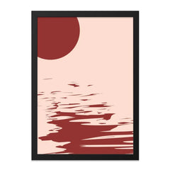 Minimalist Sunset Wall Art, Abstract Ocean Print, Modern Home Decor, Burnt Sienna Wall Decor - Tawshia