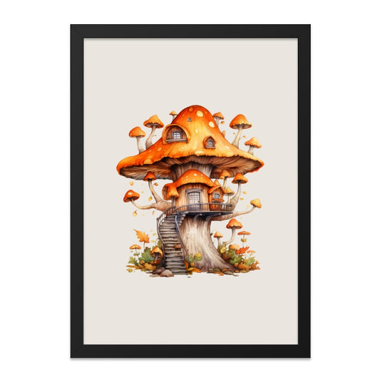 Mushroom House Wall Art, Fantasy Cottage Print, Whimsical Home Decor, Fairy Tale Art, Enchanted Forest Wall Decor, Unique Gift Idea - Tawshia