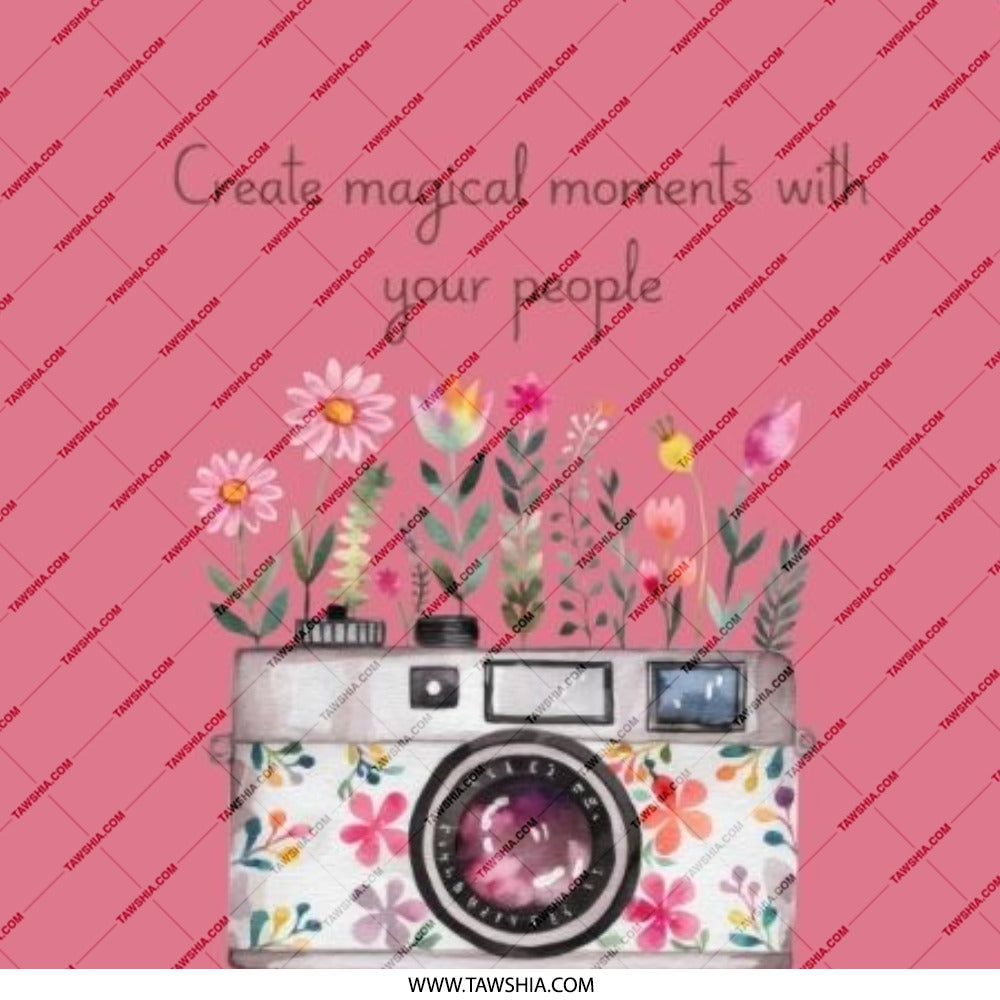 Floral Camera Pinback Button, Create Magical Moments Button, Photography Lover Button, Gift for Photographer, Camera Badge, Floral Pin - Tawshia