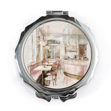 Cafe Interior Mirror, Pocket Mirror, Trendy Mirrors, Travel Mirror, Compact Mirror, Purse Mirror, Pink Cafe Art, Restaurant Art Mirror - Tawshia