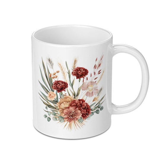 Floral Bouquet Mug, Botanical Mug, Flower Mug, Watercolor Mug, Carnation Mug, Gift Mug, Elegant Coffee Mug, Tea Mug, Office Mug, Home Decor - Tawshia