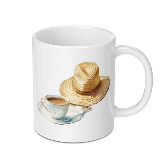 Coffee Mug, Beach Hat, Relaxing Mug, Morning Coffee, Unique Mug Design, Gift Idea, Coffee Lover Mug, Tea Cup, Novelty Mug, Cute Coffee Mug - Tawshia