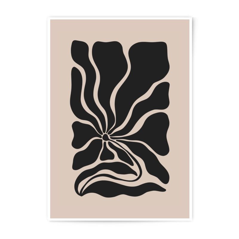 Abstract Flower Photographic Print, Botanical Wall Art, Modern Art Print, Home Decor, Minimalist Floral Print, Black and Beige Print - Tawshia