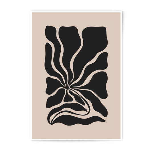 Abstract Flower Photographic Print, Botanical Wall Art, Modern Art Print, Home Decor, Minimalist Floral Print, Black and Beige Print - Tawshia