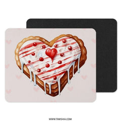 Heart Cookie MousePad, Valentine Mouse Mat, Cute Mouse Pad, Baking Lover Gift, Food Mousepad, Desk Accessory, Office Decor, Heart Decor - Tawshia