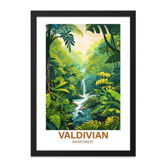 Valdivian Rainforest Wall Art, Jungle Waterfall Print, Nature Landscape Poster, Tropical Forest Decor, Exotic Scenery - Tawshia