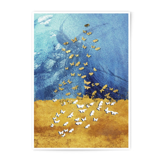 Butterfly Photographic Print, Gold Butterfly Wall Art, Butterfly Home Decor, Blue and Gold Abstract Art, Insect Art Print, Modern Art - Tawshia