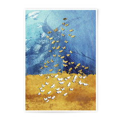 Butterfly Photographic Print, Gold Butterfly Wall Art, Butterfly Home Decor, Blue and Gold Abstract Art, Insect Art Print, Modern Art - Tawshia