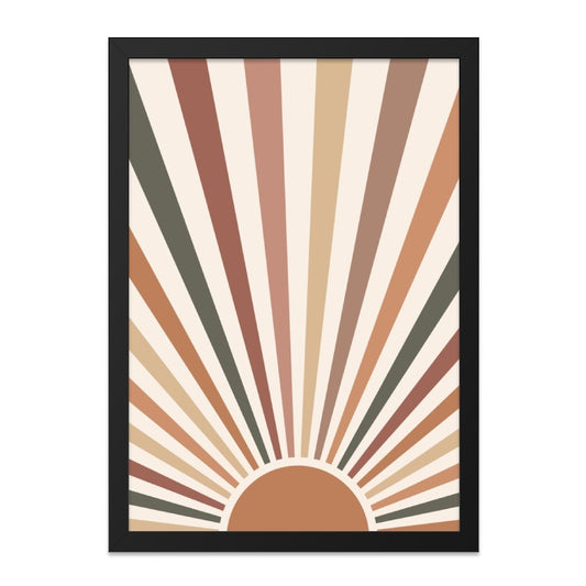 Boho Sun Wall Art, Minimalist Sunrise Print, Abstract Geometric Art, Earth Tone Decor, Retro Style Poster, Modern Art Print, Home Decor - Tawshia