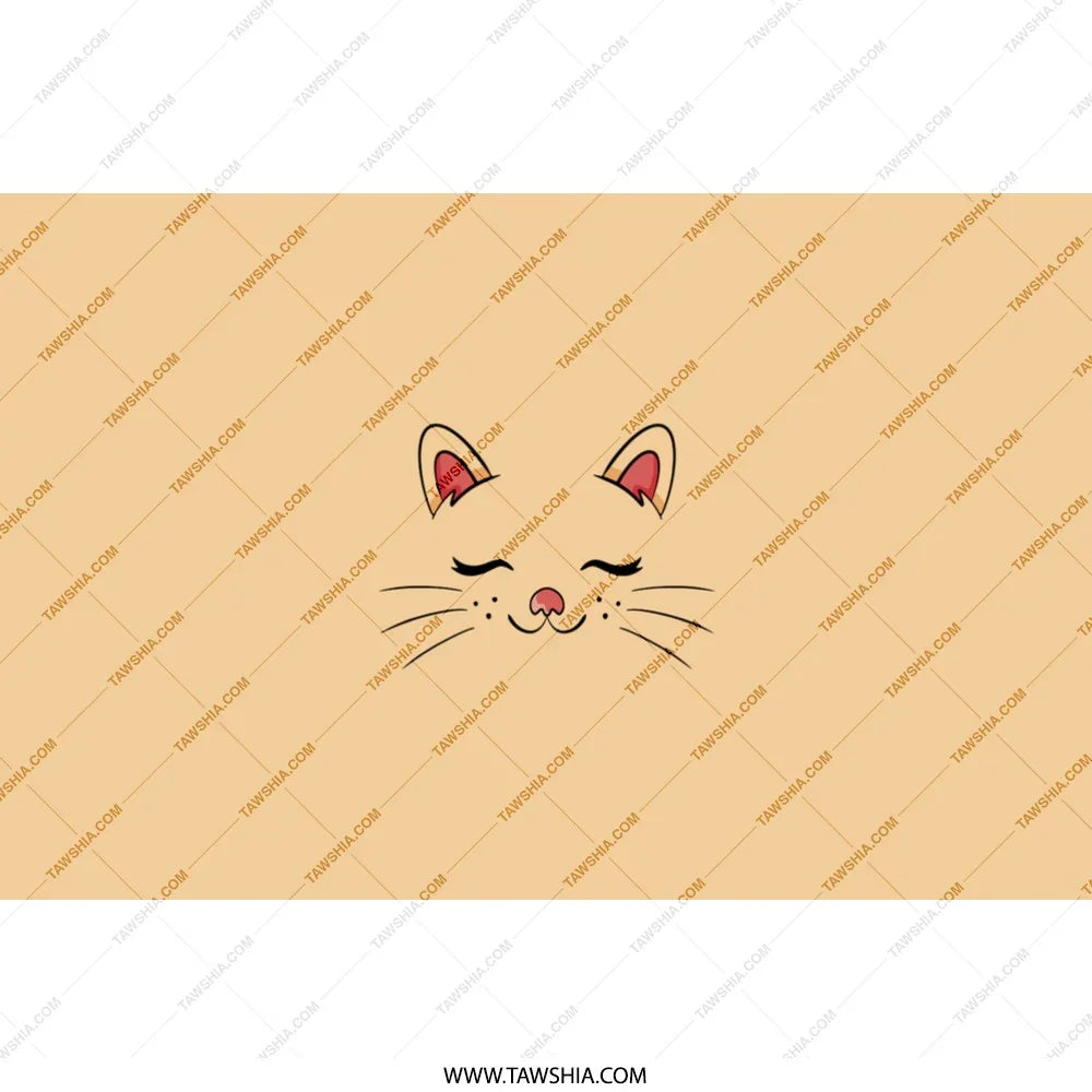 Cute Cat Face with Closed Eyes and Whiskers product