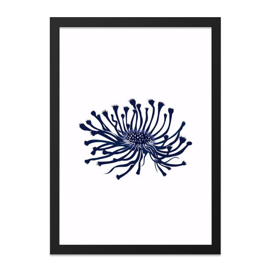 Sea Urchin Wall Art, Navy Blue Artwork, Ocean Inspired Prints, Abstract Marine Decor, Unique Home Decor, Minimalist Design - Tawshia