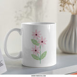 Pink Flowers Mug, Floral Mug, Cute Mug, Spring Decor Mug, Gift For Her Mug, Flower Lover Mug, Coffee Mug, Tea Mug, Unique Mug - Tawshia