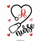 Nurse Tote Bag, Stethoscope Heart Tote, Initial R Tote Bag, Medical Gift, Nurse Appreciation Bag, Cute Tote Bag, Heart Tote Bag - Tawshia