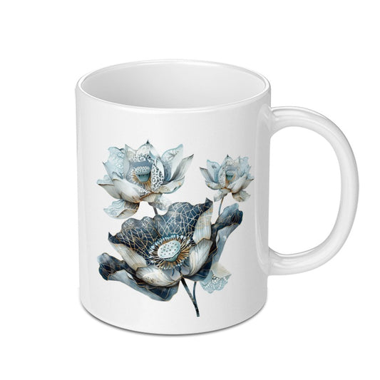 Lotus Flower Mug, Floral Mug, Botanical Mug, Elegant Mug, Gift for Her, Nature Inspired Mug, Flower Lover Gift, Coffee Mug, Tea Mug - Tawshia