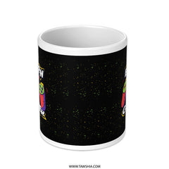 Colorful Owl Design on Black Background mug product