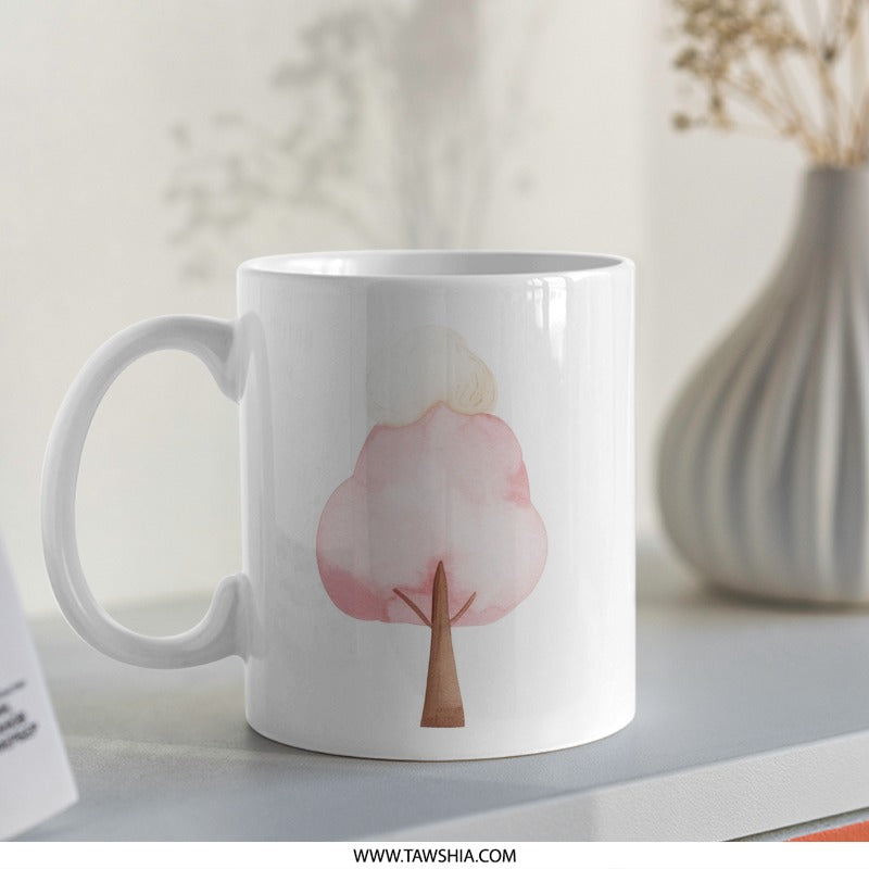 Pink Tree Mug, Watercolor Tree Mug, Feedback Mug, Custom Coffee Mug, Unique Gift Idea, Tea Mug, Art Mug - Tawshia