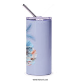 Floral Tumbler, Blue Poppy Tumbler, Flower Tumbler, Botanical Tumbler, Gift for Her, Tumbler with Straw, Floral Design - Tawshia