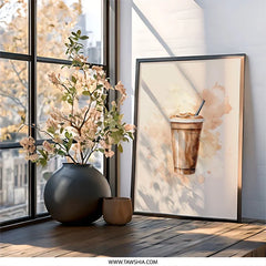 Watercolor Coffee Art, Iced Coffee Wall Art, Coffee Lover Gift, Kitchen Wall Decor, Drink Art Print, Food Illustration, Cafe Art Print - Tawshia