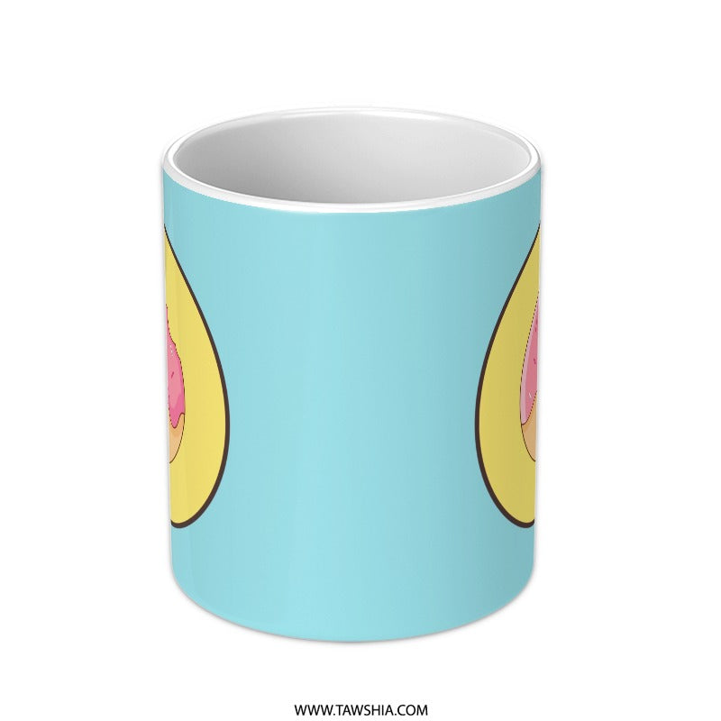 Cute Donut Mug, Kawaii Food Mug, Funny Coffee Cup, Sweet Treat Lover Gift, Unique Donut Design Mug - Tawshia