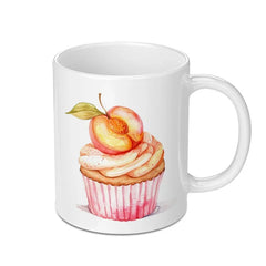 Peach Cupcake Mug, Watercolor Design, Unique Coffee Mug, Foodie Gift, Sweet Treat Mug, Dessert Lover Gift, Whimsical Mug, Cute Mug, Gift - Tawshia