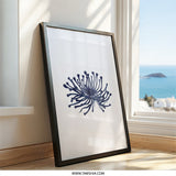 Sea Urchin Wall Art, Navy Blue Artwork, Ocean Inspired Prints, Abstract Marine Decor, Unique Home Decor, Minimalist Design - Tawshia