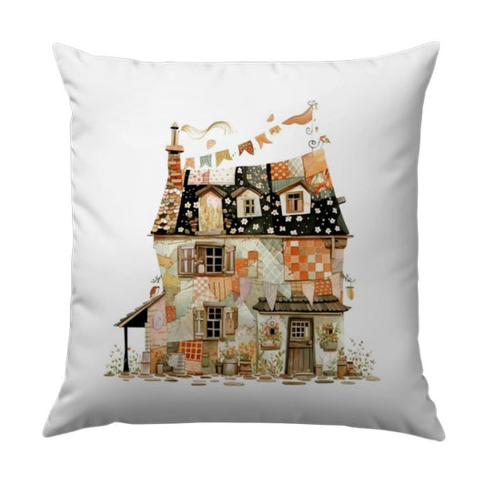 Whimsical House Pillow, Cottagecore Home Decor, Cute Home Art Pillow, Unique Gift Idea, Decorative Accent Pillow - Tawshia