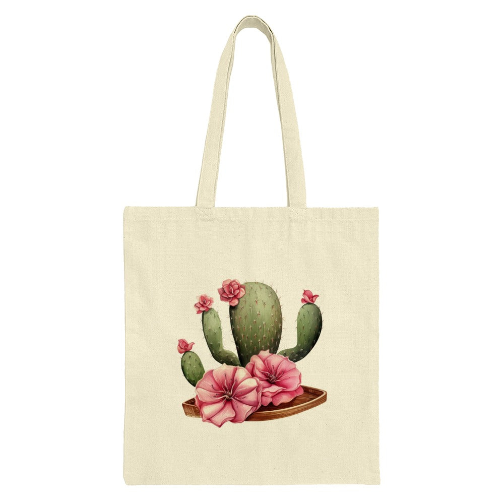 Blooming Cactus Tote Bag, Pink Flower Handbag, Floral Desert Plant Bag, Trendy Eco Bag, Cute Tote Bag for Women, Gift for Plant Lover - Tawshia