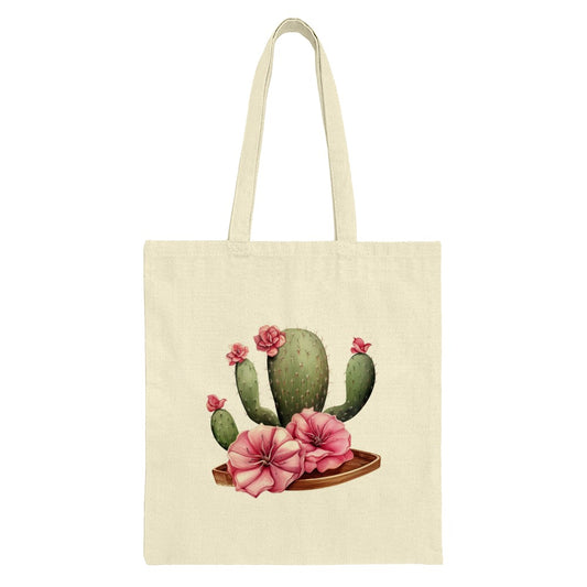 Blooming Cactus Tote Bag, Pink Flower Handbag, Floral Desert Plant Bag, Trendy Eco Bag, Cute Tote Bag for Women, Gift for Plant Lover - Tawshia
