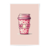 Pink Coffee Cup Photographic Print, Heart Art Print, Cute Food Decor, Valentine Decor, Coffee Lover Gift, Home Decor, Kitchen Art Print - Tawshia