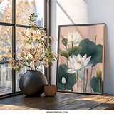 Lotus Flower Wall Art, Floral Art Print, Botanical Wall Decor, Serene Lotus Art, Elegant Home Decor, Trending Wall Art - Tawshia