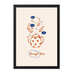 Ginger Tea Recipe Wall Art, Kitchen Decor Art, Drink Recipe Art, Lemon Ginger Art, Teapot Wall Art, Healthy Drinks Wall Art - Tawshia