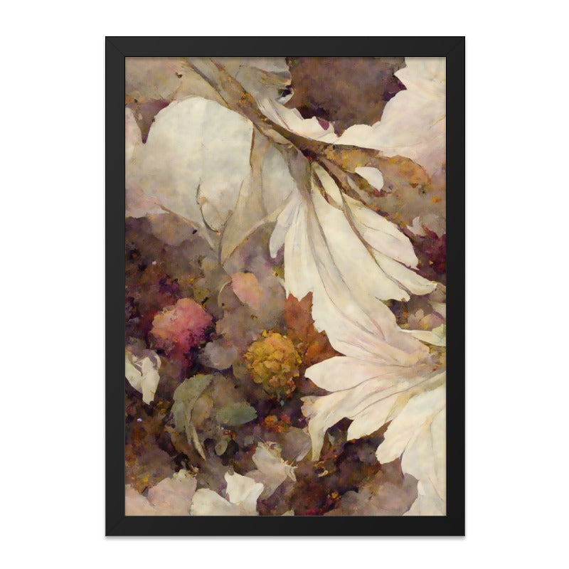 Abstract Floral Wall Art, Botanical Print, Cream and Brown Flower Decor, Elegant Home Art, Unique Wall Decor - Tawshia