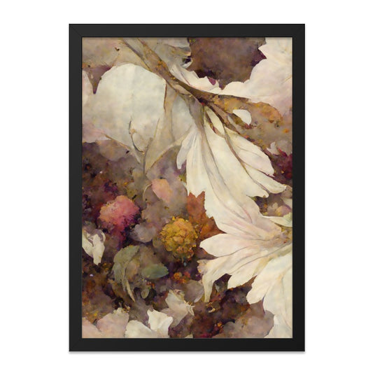 Abstract Floral Wall Art, Botanical Print, Cream and Brown Flower Decor, Elegant Home Art, Unique Wall Decor - Tawshia