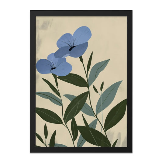 Blue Flax Flowers Wall Art, Botanical Illustration Print, Modern Floral Wall Decor, Nature Inspired Art, Elegant Flower Artwork - Tawshia