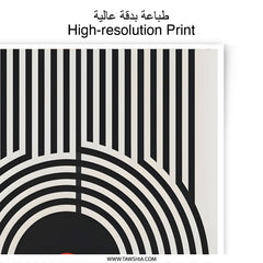 Abstract Photographic Print, Modern Art Decor, Geometric Wall Art, Black and White Print, Red Dot Accent, Contemporary Home Decor - Tawshia