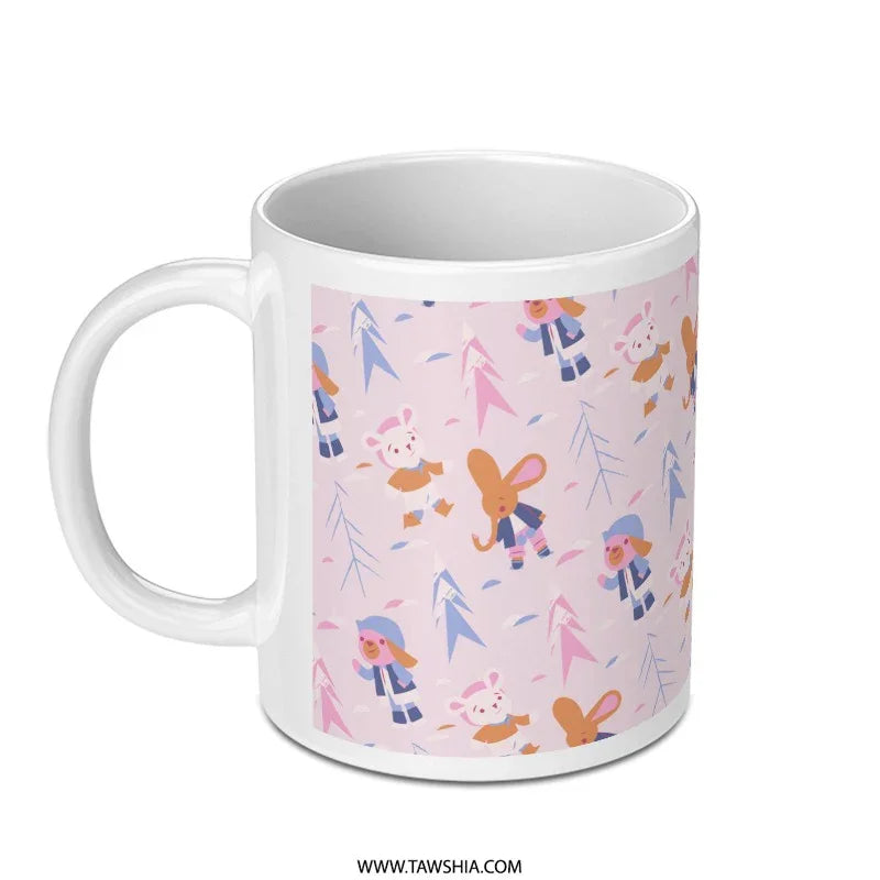 Adorable Pink Bunny and Bear Design Mug product