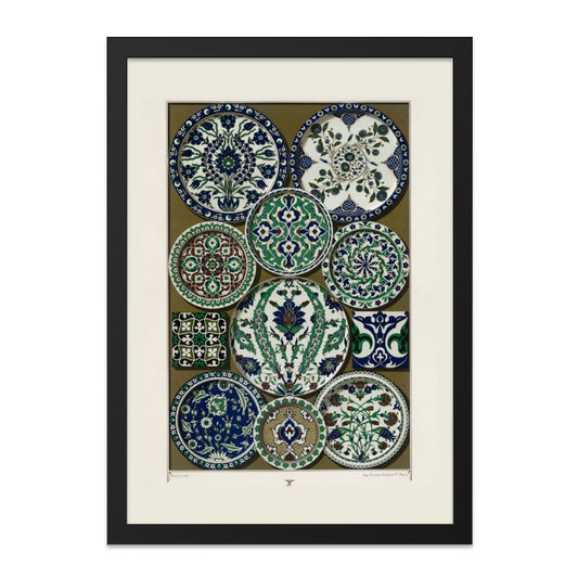 Iznik Pottery Wall Art, Ottoman Ceramic Decor, Turkish Tile Print, Floral Plate Design, Vintage Art Print, Home Decor Wall Art - Tawshia