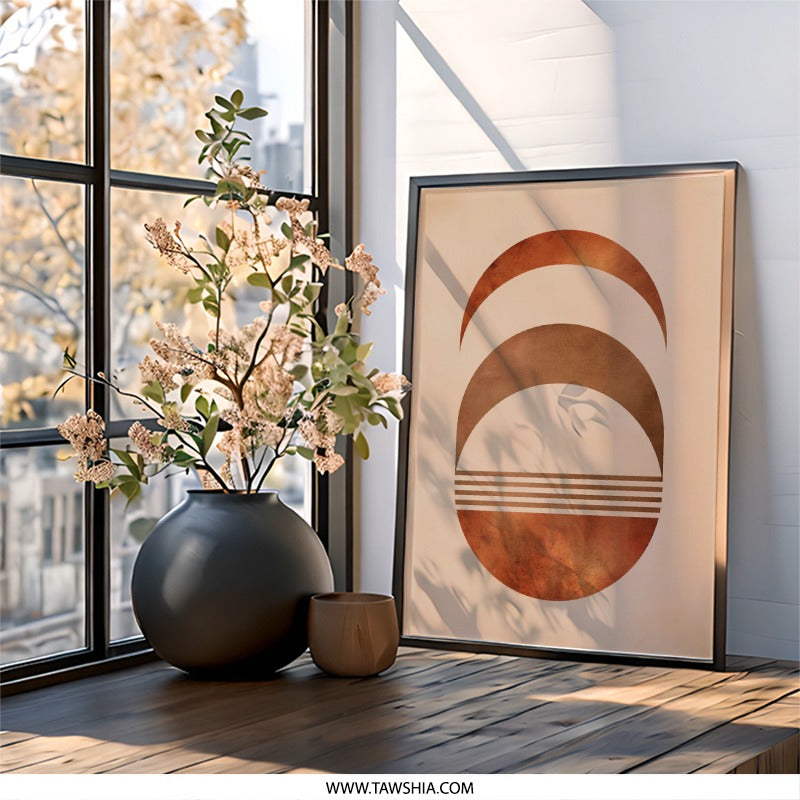 Abstract Geometric Wall Art, Modern Minimalist Print, Boho Decor, Circle Line Art, Geometric Shapes, Unique Home Decor Wall Art - Tawshia
