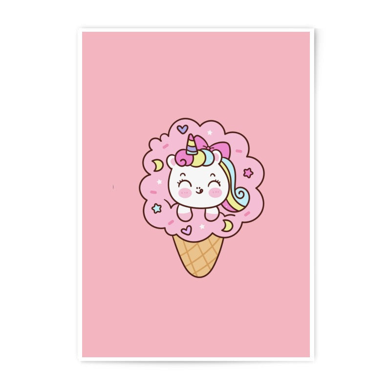 Unicorn Ice Cream, Photographic Prints, Cute Animal Art, Whimsical Decor, Nursery Art, Kids Room Decor, Magical Prints, Fantasy Art - Tawshia