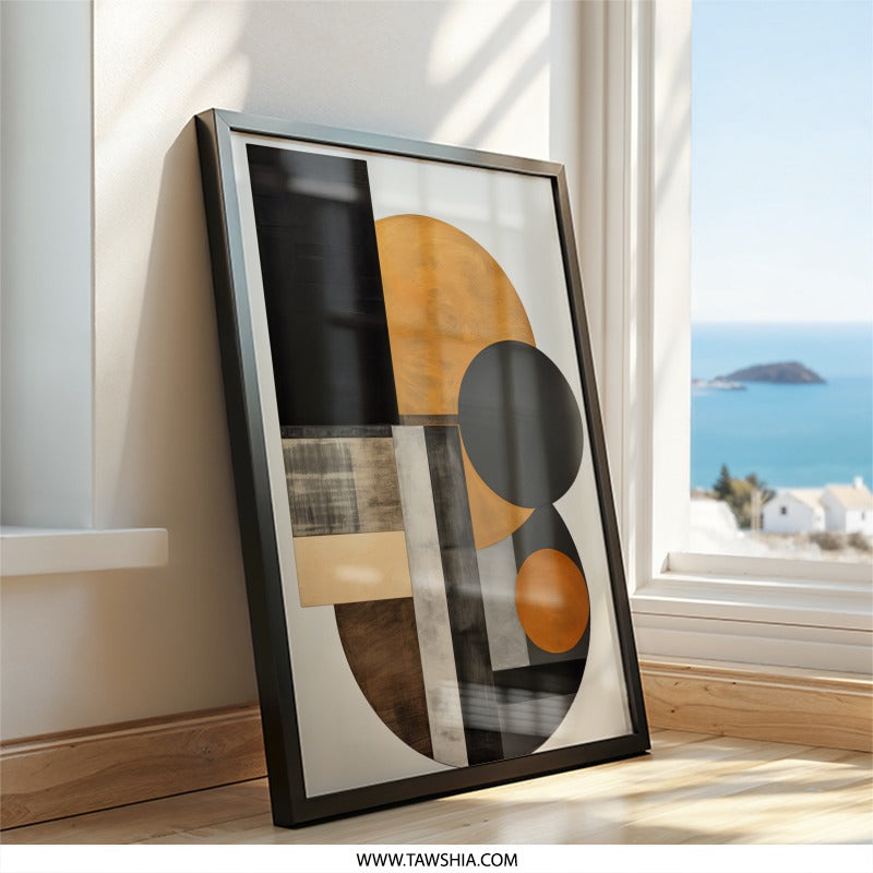 Abstract Geometric Wall Art, Modern Shapes Print, Contemporary Art Decor, Circle and Rectangle Artwork, Home Office Decor - Tawshia