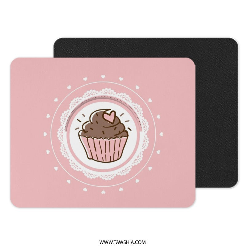 Cute Cupcake Mouse Pad, Sweet Treat Desk Accessory, Pink Mousepad, Heart Topping, Kawaii Decor, Gamer Mousepad, Office Gift - Tawshia