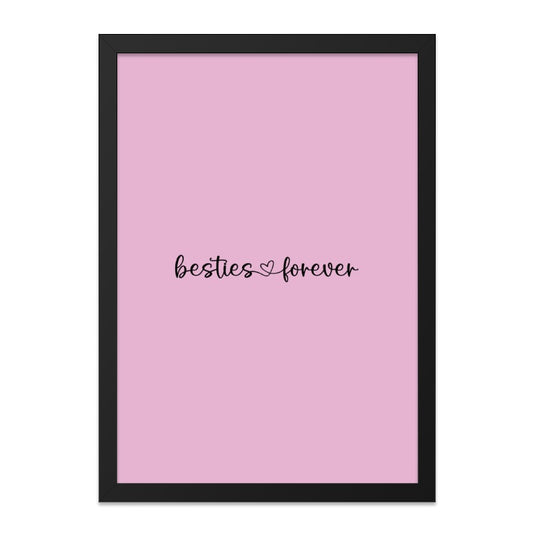 Besties Forever Wall Art, Friendship Quote Print, Best Friend Gift, Pink Decor, Minimalist Art, Home Decor, Inspirational Wall Art - Tawshia