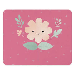 Cute Flower Mouse Pad, Smiling Floral Art, Pink Hearts, Whimsical Desk Decor, Kawaii Mousepad, Office Accessories, Computer Gift - Tawshia