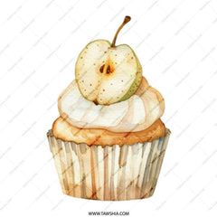Apple Cupcake Mug, Cute Dessert Mug, Foodie Gift Mug, Kitchen Decor Mug, Watercolor Apple Mug, Unique Mug, Coffee Cup, Tea Cup - Tawshia