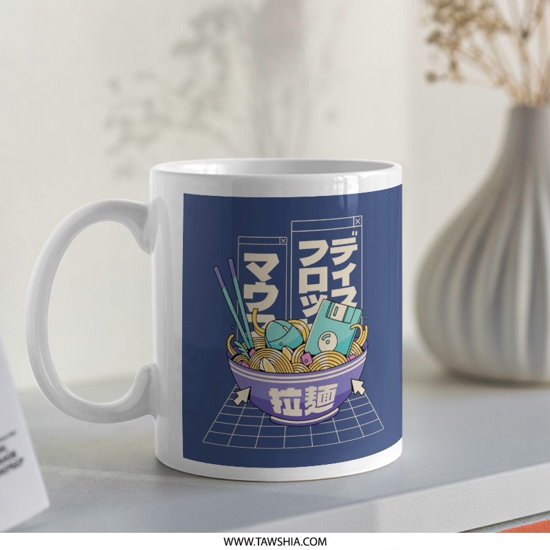 Unique Graphic Ramen Bowl Design White Mug product